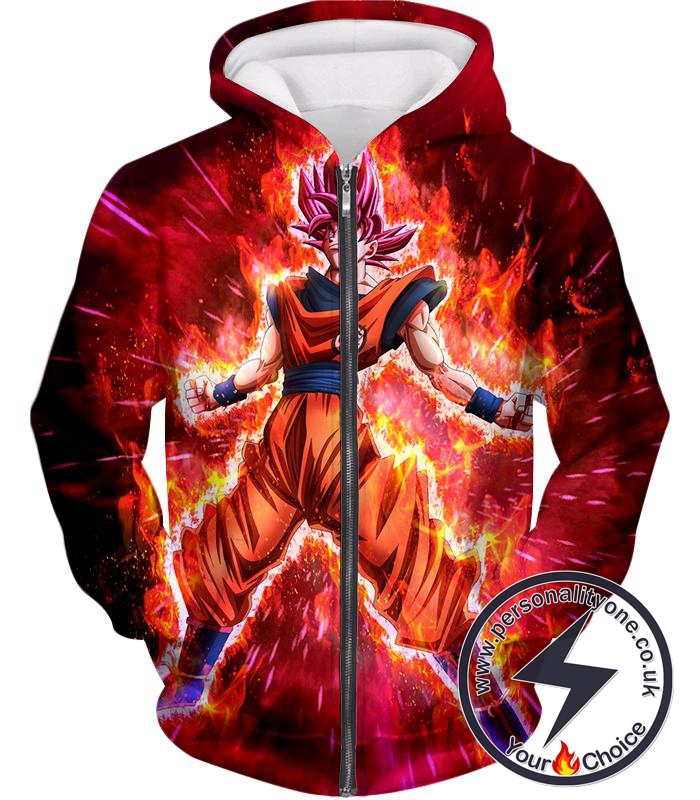 Dragon Ball Super Super Saiyan God Goku Ultimate Power Rising Cool Anime Zip Up Hoodie